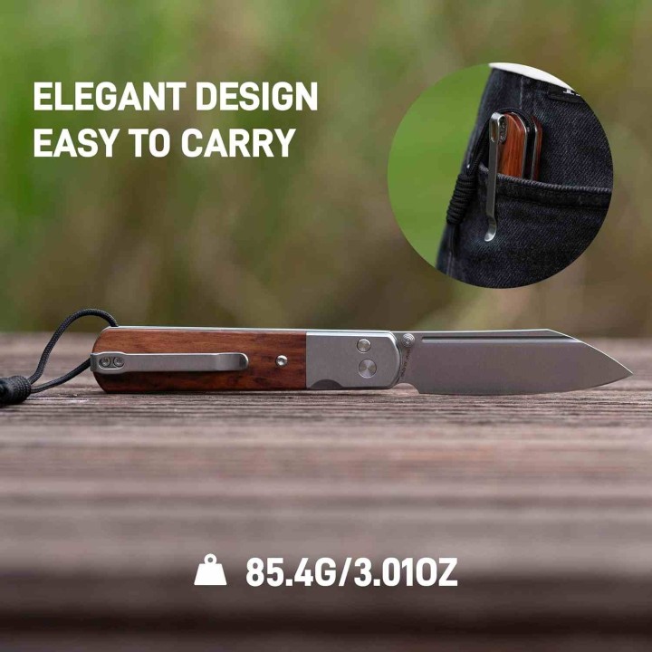 Couteau ARTISAN CUTLERY Holm Rose Wood Lame Acier AR-RPM9 IKBS Button Lock Clip ATZ1875PRW - Livraison Gratuite
