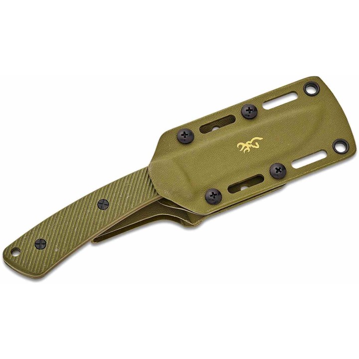 Couteau de Chasse Survie Browning Back Country Medium OD Green Manche G10 Lame Acier D2 Etui Kydex BR0542B - Livraison Gratuite