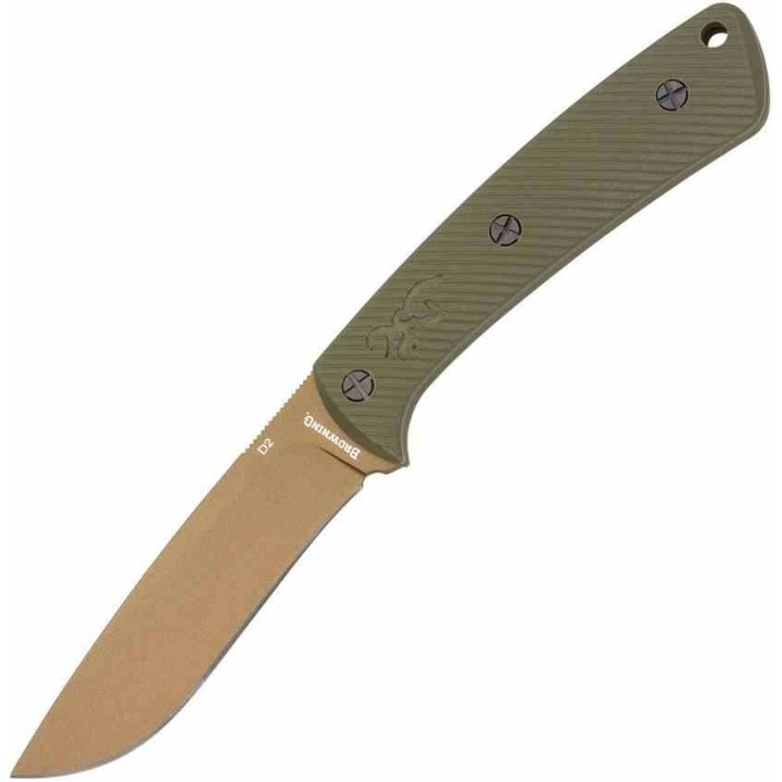 Couteau de Chasse Survie Browning Back Country Medium OD Green Manche G10 Lame Acier D2 Etui Kydex BR0542B - Livraison Gratuite