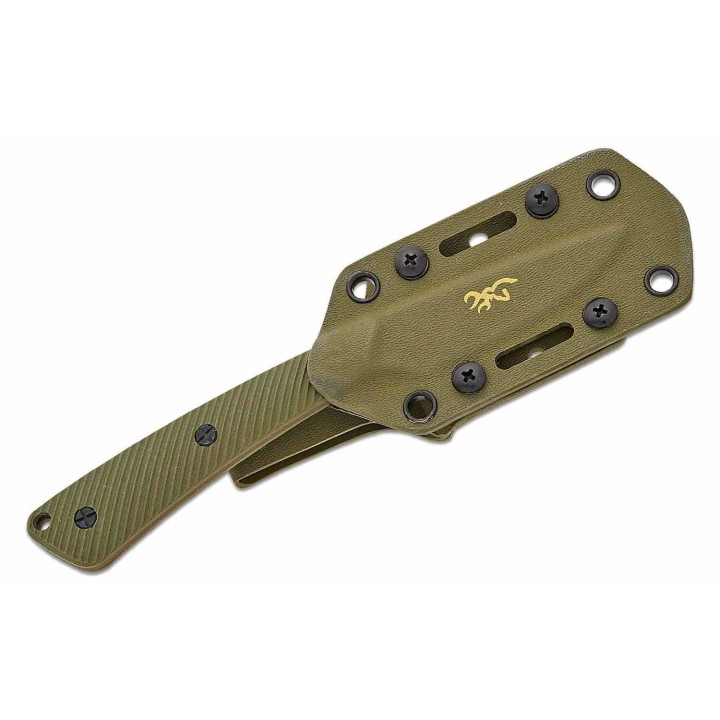 Couteau de Chasse Survie Browning Back Country Micro OD Green Manche G10 Lame Acier D2 Etui Kydex BR0538B - Livraison Gratuite