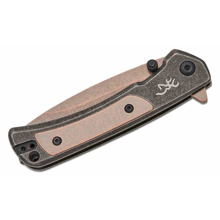 Couteau Browning Jericho Copper Wash Lame Acier D2 Frame Lock Clip BR0544B - Livraison Gratuite