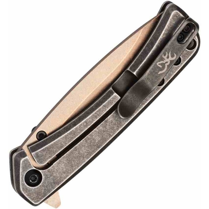 Couteau Browning Jericho Copper Wash Lame Acier D2 Frame Lock Clip BR0544B - Livraison Gratuite