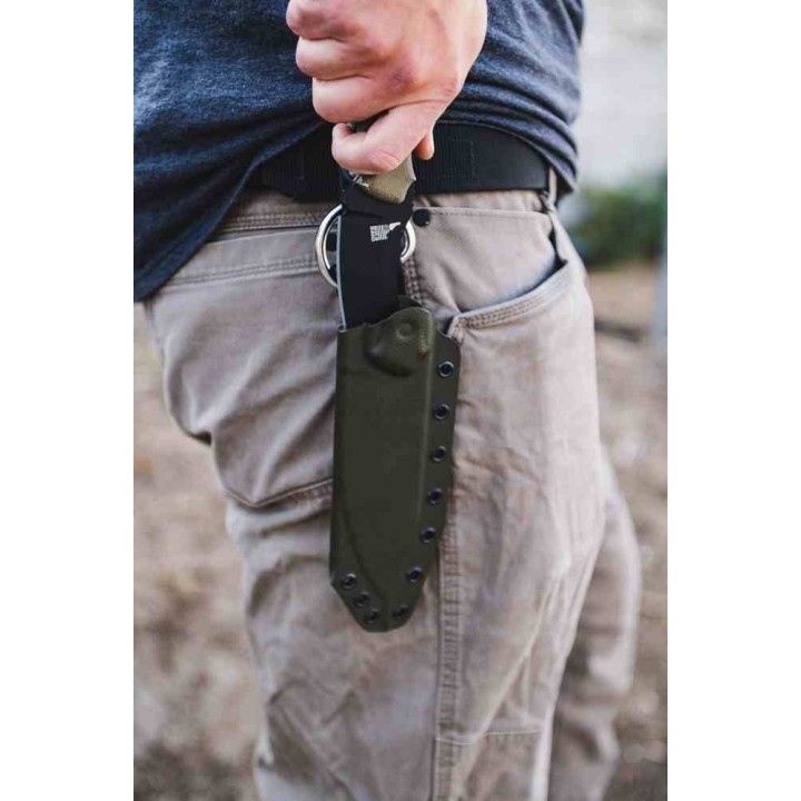 Couteau TOPS Tundra Wolf Green Manche Micarta Lame Acier Carbone 1095 Cleaver Etui Kydex Made USA TPTWLF01 - Livraison Gratuite