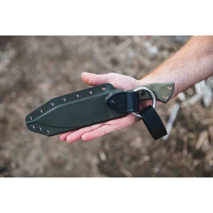 Couteau TOPS Tundra Wolf Green Manche Micarta Lame Acier Carbone 1095 Cleaver Etui Kydex Made USA TPTWLF01 - Livraison Gratuite