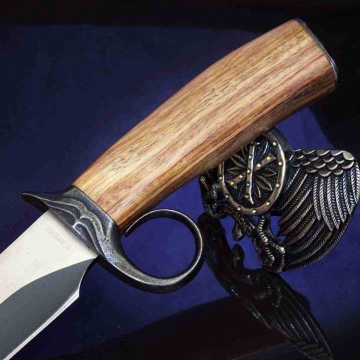 Couteau de Chasse Façon Médiéval S-Tec Lame Acier 440 Manche Bois Étui Nylon STT22042 - Livraison Gratuite