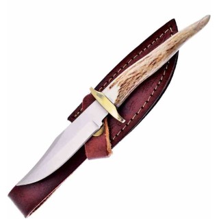 Couteau  Frost Cutlery Skinner Manche Bois De Cerf Lame Acier Inox Etui Cuir FTS04DS - Livraison Gratuite