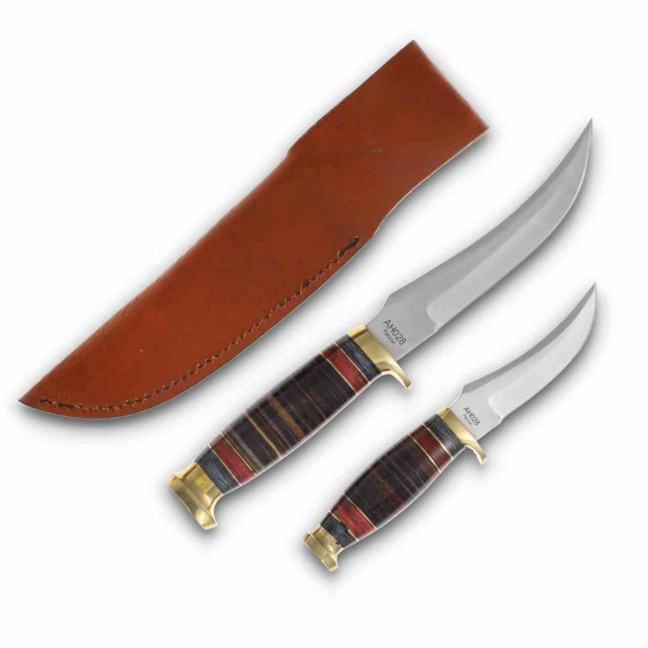 Set de 2 Couteau American Hunter Twin Hunter Set Lames Acier Inox Manche & Etui CUir AH028 - Livraison Gratuite