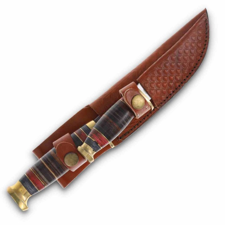 Set de 2 Couteau American Hunter Twin Hunter Set Lames Acier Inox Manche & Etui CUir AH028 - Livraison Gratuite