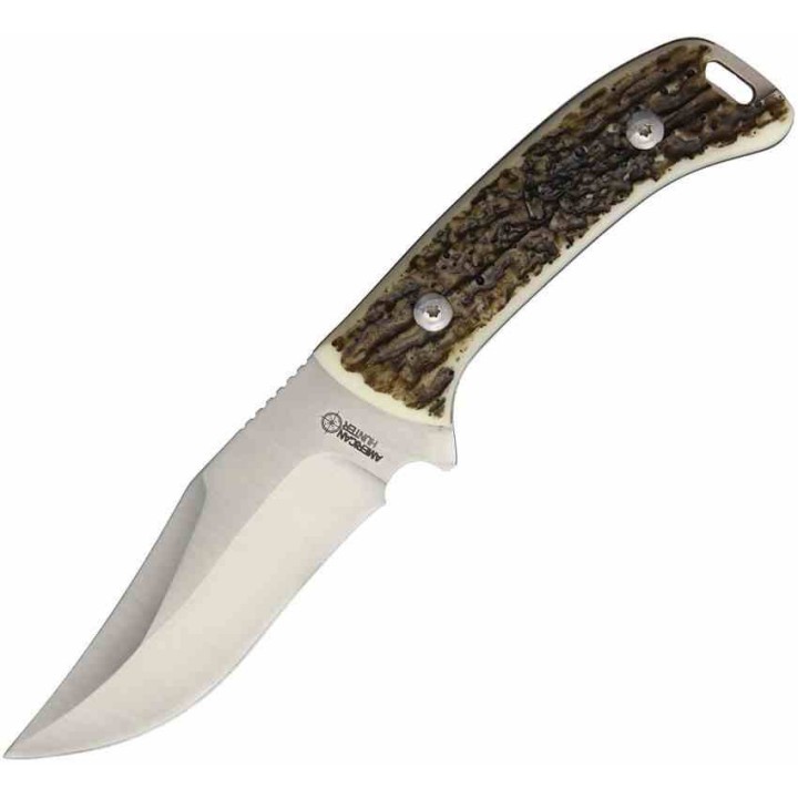 Couteau American Hunter Imitation Bois de Cerf Lame Acier Inox Etui Nylon AH015 - Livraison Gratuite