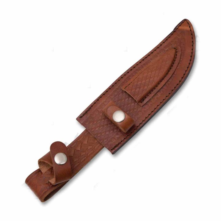 AH021 Set de 2 Couteaux American Hunter Manche Os Lame Acier Inox Etui Cuir - Livraison Gratuite