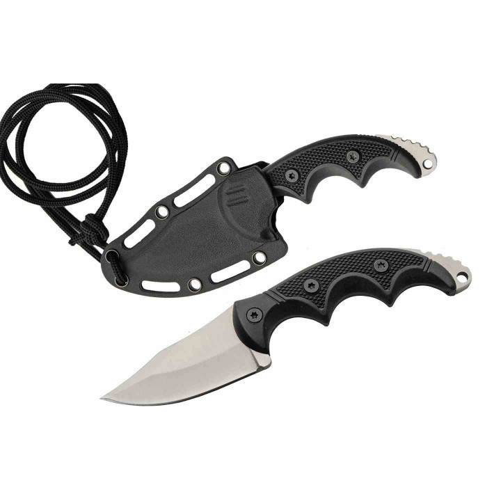 LOT DE 3 Couteau de Cou à Lame Fixe Lame Acier Inox Manche ABS Etui CN211606 - Livraison Gratuite