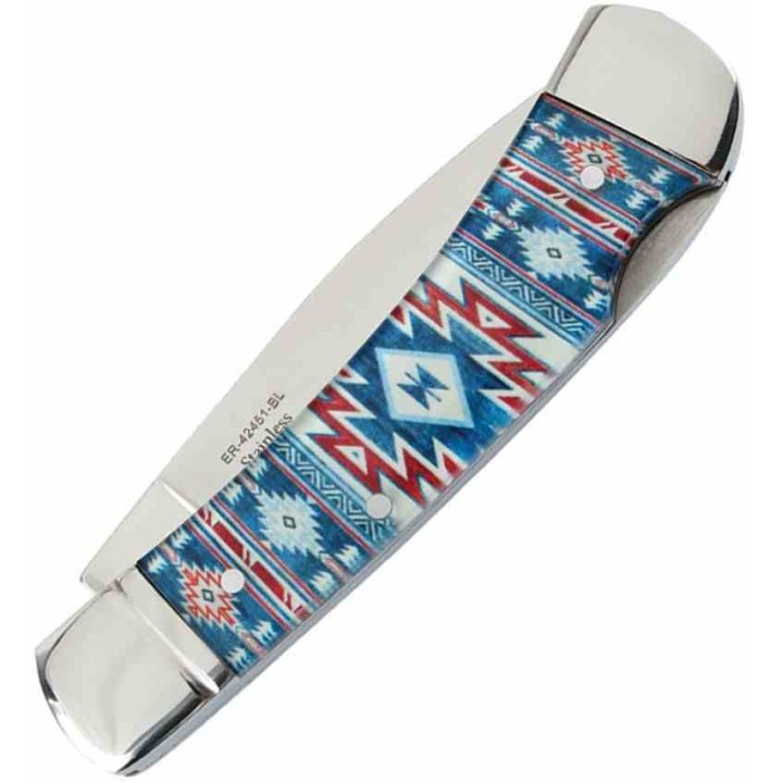 Couteau Elk Ridge Blue Southwest Acrylic Lame Acier 3Cr13 Lockback ER42451BL - Livraison Gratuite