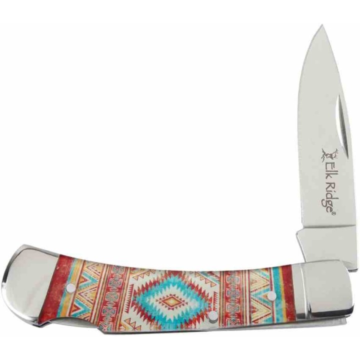 Couteau Elk Ridge Orange Southwest Acrylic Lame Acier 3Cr13 Lockback ER42451OR - Livraison Gratuite