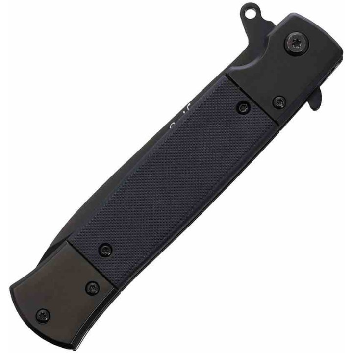 LOT DE 3 Couteau ElitEge Stiletto A/O Black Lame Acier 420C Manche Acier /G10 Linerlock Clip EE10A96BK - Livraison Gratuite