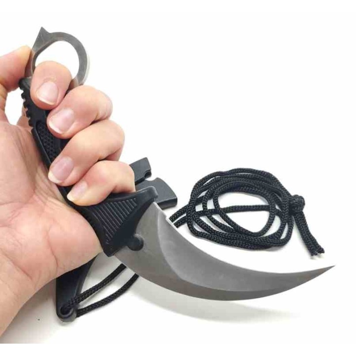 LOT DE 3 Couteau Griffe S-TEC Karambit Lame Acier Inox Manche ABS Etui Plastique STT222002SL - Livraison Gratuite