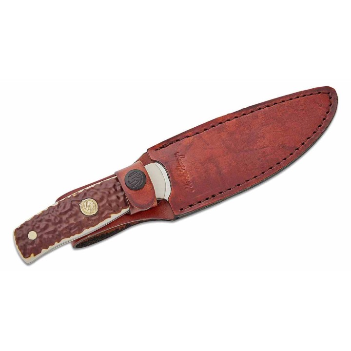 Couteau Schrade Uncle Henry Lame Acier 7Cr17MoV Manche Stagalon Etui Cuir SCH1205104 - Livraison Gratuite