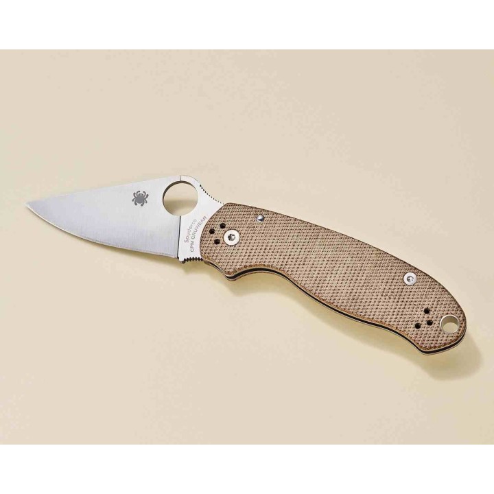 Couteau Spyderco Para 3 Brown Micarta Lame Acier CPM Cru-Wear Clip Compression Lock USA SC223MPCW - Livraison Gratuite