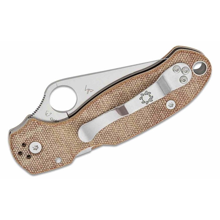 Couteau Spyderco Para 3 Brown Micarta Lame Acier CPM Cru-Wear Clip Compression Lock USA SC223MPCW - Livraison Gratuite