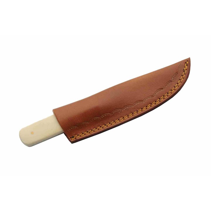 Couteau Elfique Ivy Stag Hunter Manche OS/Bois de Cerf Lame Gravée Etui Cuir PA203514 - Livraison Gratuite