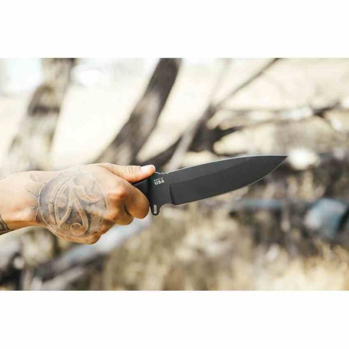 TPHERO04 Tops Silent Hero 4  Couteau de Survie en Acier Carbone 1095 Étui Cuir Made USA - Livraison Gratuite