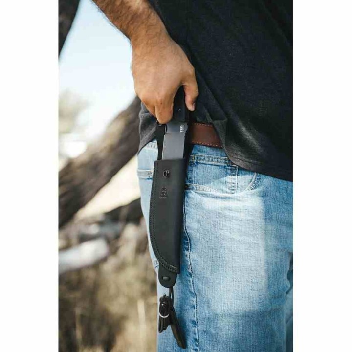 TPHERO04 Tops Silent Hero 4  Couteau de Survie en Acier Carbone 1095 Étui Cuir Made USA - Livraison Gratuite