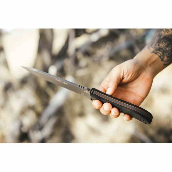 TPHERO04 Tops Silent Hero 4  Couteau de Survie en Acier Carbone 1095 Étui Cuir Made USA - Livraison Gratuite
