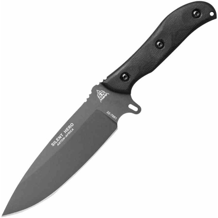 TPHERO04 Tops Silent Hero 4  Couteau de Survie en Acier Carbone 1095 Étui Cuir Made USA - Livraison Gratuite
