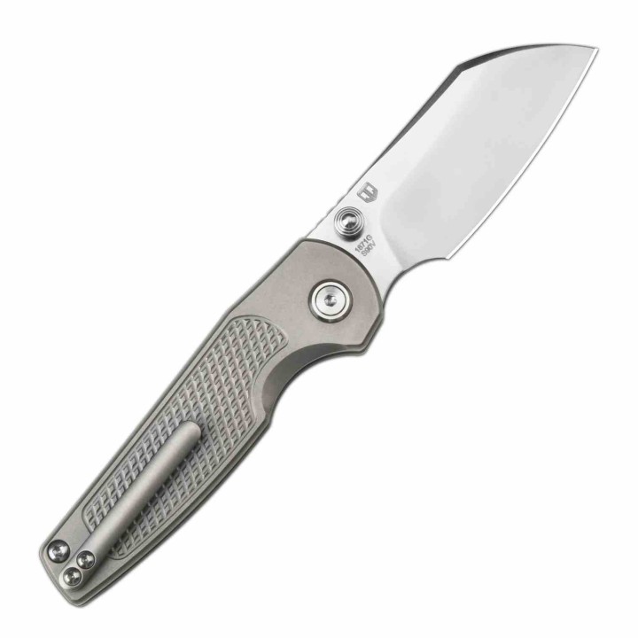 Couteau Artisan Cutlery Cleo Titane Lame Acier CPM S90V IKBS Clip Button Lock ATZ1871GGY - Livraison Gratuite