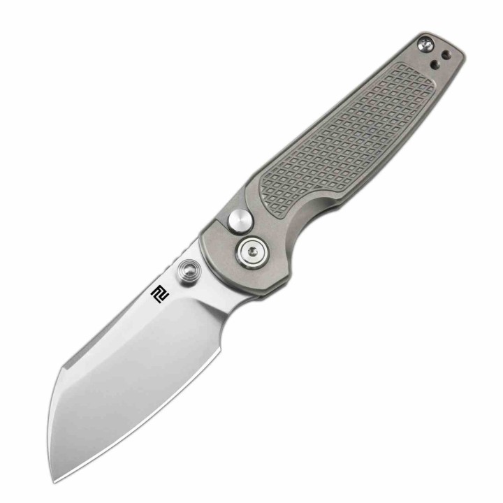 Couteau Artisan Cutlery Cleo Titane Lame Acier CPM S90V IKBS Clip Button Lock ATZ1871GGY - Livraison Gratuite
