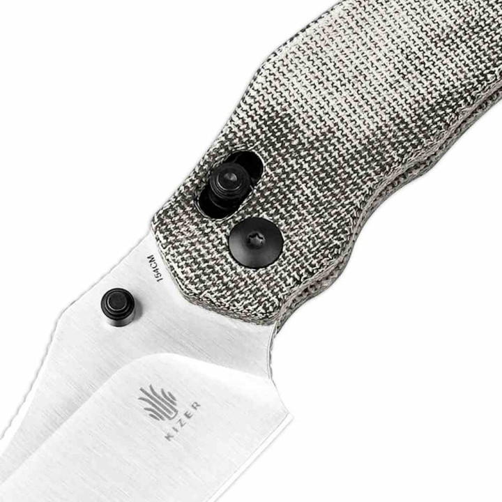Couteau Kizer Cutlery Bulldog Black Manche Micarta Lame Acier 154CM IKBS Clutch Lock Clip KIV3672C2 - Livraison Gratuite
