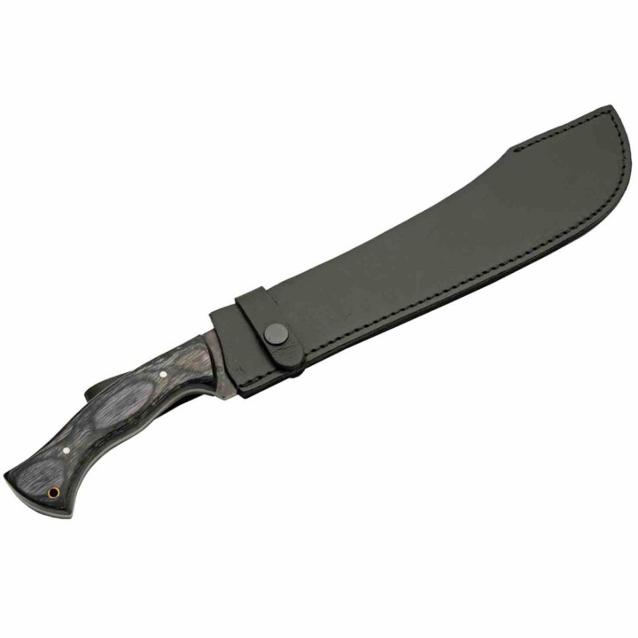 Couteau Rite Edge Machette Lame Acier Carbone Manche Bois Etui Cuir PA203509 - Livraison Gratuite