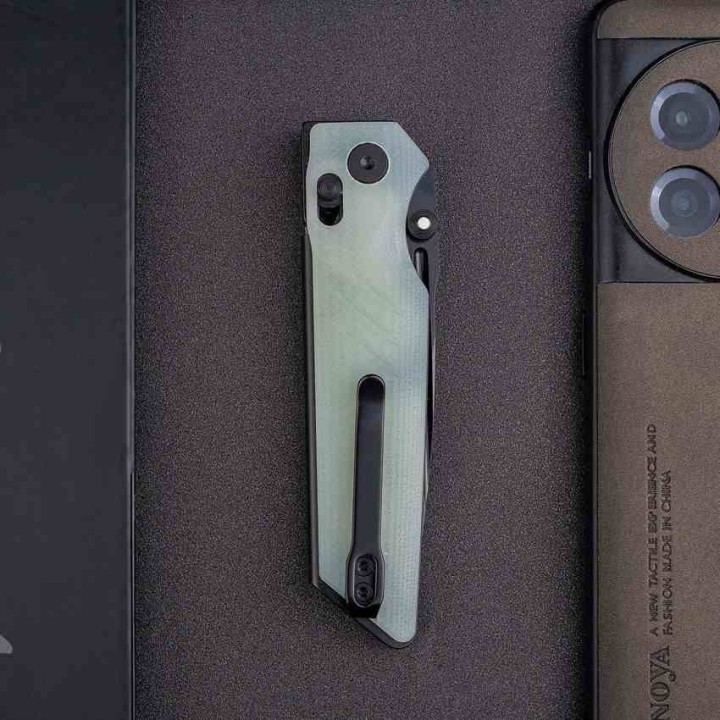 Couteau Real Steel Sacra Pro Jade Manche G10 Lame Acier K110 Sécurité Crossbar Lock RS7714NB - Livraison Gratuite