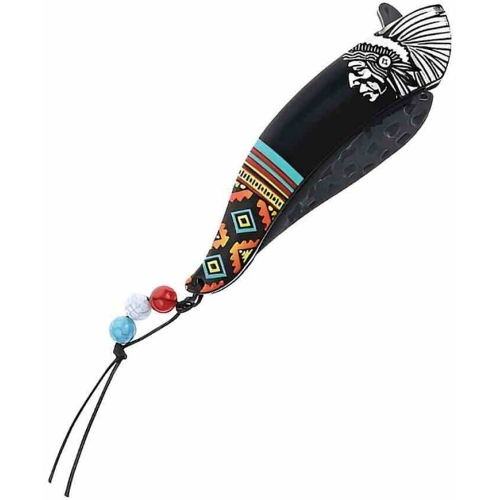 Lot de 2 Couteau Semi Automatique Indien Native Spirit Chef Lame Acier Inox Manche Avec Perles STT27026BK - Livraison Gratuite