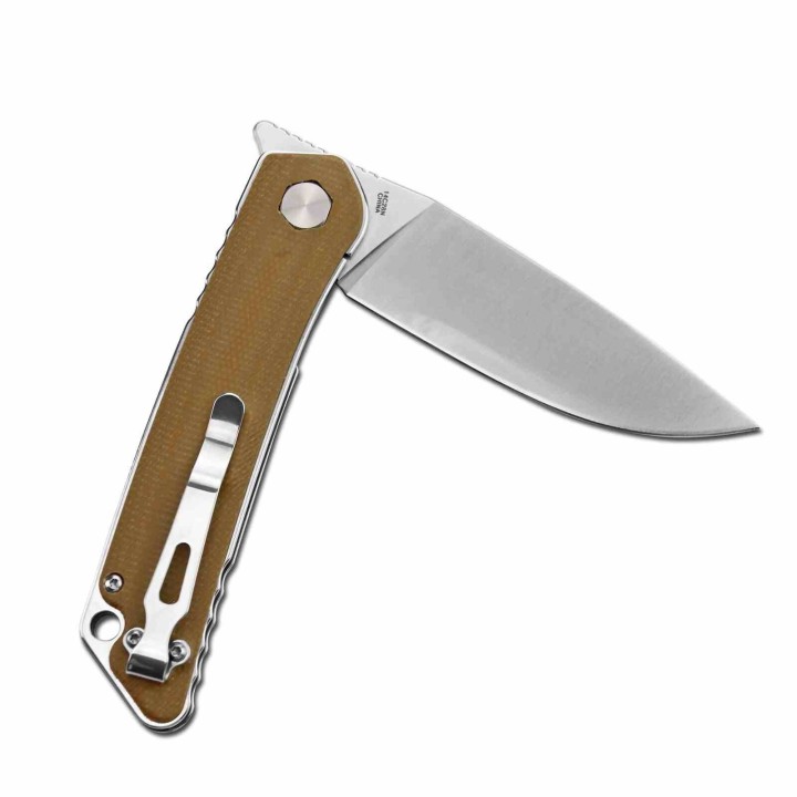 Couteau S-TEC Linerlock Kangaroo Lame Acier Sandvik 14C28N Manche G10 Clip STTS501BR - Livraison Gratuite