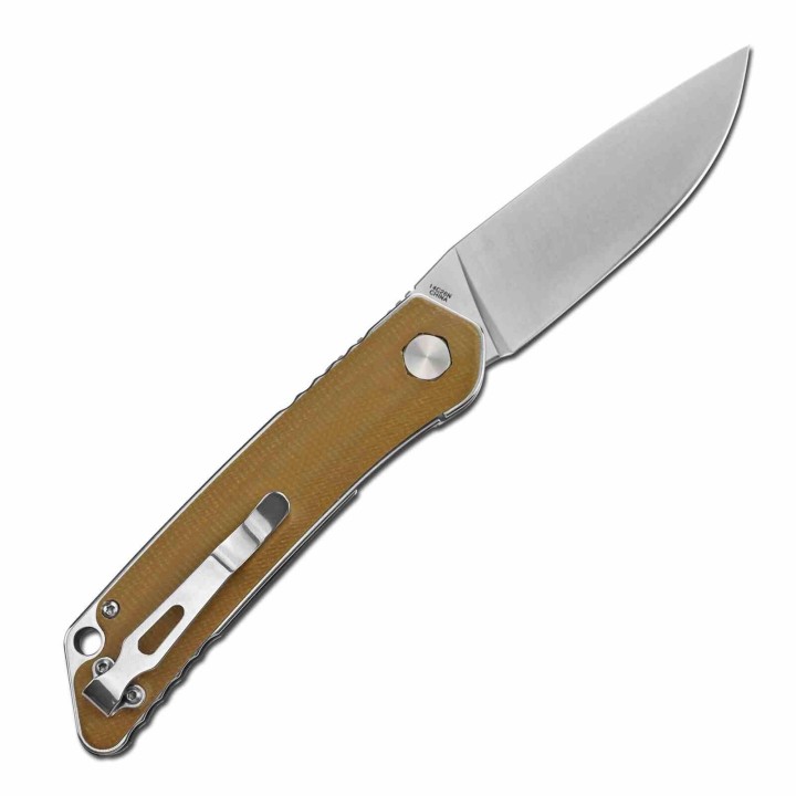 Couteau S-TEC Linerlock Kangaroo Lame Acier Sandvik 14C28N Manche G10 Clip STTS501BR - Livraison Gratuite