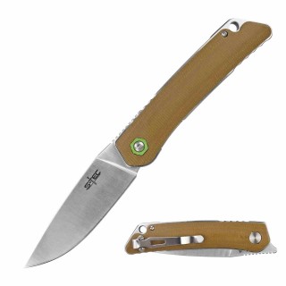 Couteau S-TEC Linerlock Kangaroo Lame Acier Sandvik 14C28N Manche G10 Clip STTS501BR - Livraison Gratuite