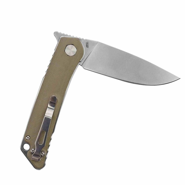 Couteau S-TEC Kangaroo Brown Lame Acier Sandvik 14C28N Manche G10 Linerlock Clip STTS501K  - Livraison Gratuite