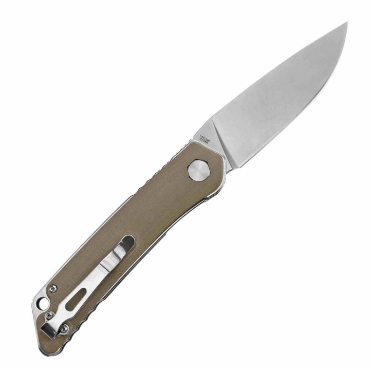 Couteau S-TEC Kangaroo Brown Lame Acier Sandvik 14C28N Manche G10 Linerlock Clip STTS501K  - Livraison Gratuite