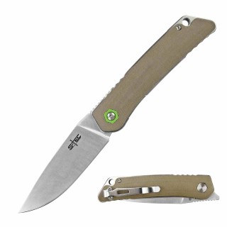 Couteau S-TEC Kangaroo Brown Lame Acier Sandvik 14C28N Manche G10 Linerlock Clip STTS501K  - Livraison Gratuite