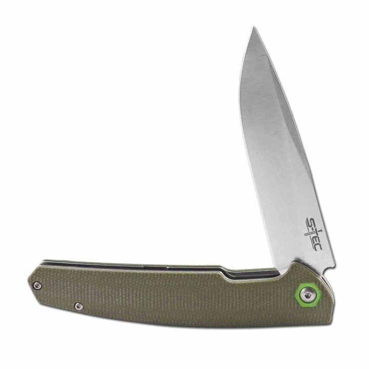 Couteau S-TEC Green Lame Acier Sandvik 14C28N Manche G10 Linerlock Clip STTS500GN - Livraison Gratuite