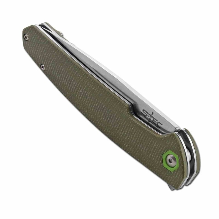 Couteau S-TEC Green Lame Acier Sandvik 14C28N Manche G10 Linerlock Clip STTS500GN - Livraison Gratuite