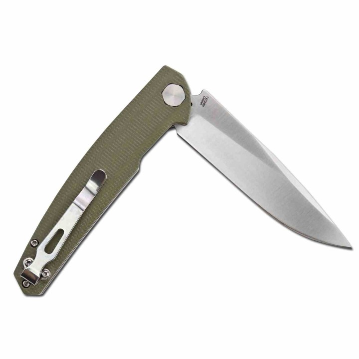 Couteau S-TEC Green Lame Acier Sandvik 14C28N Manche G10 Linerlock Clip STTS500GN - Livraison Gratuite