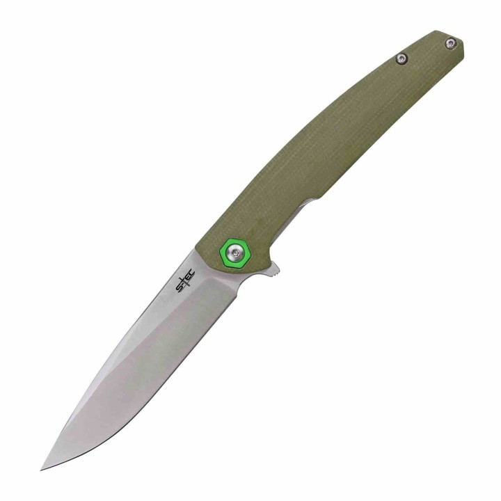 Couteau S-TEC Green Lame Acier Sandvik 14C28N Manche G10 Linerlock Clip STTS500GN - Livraison Gratuite