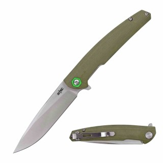 Couteau S-TEC Green Lame Acier Sandvik 14C28N Manche G10 Linerlock Clip STTS500GN - Livraison Gratuite
