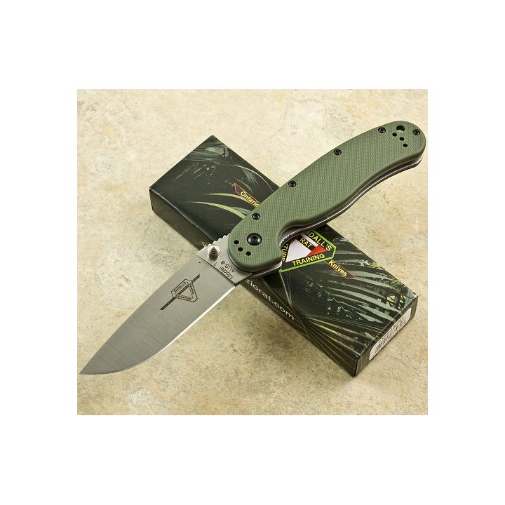 Couteau Ontario RAT 1 Lame Acier AUS8 Manche Green Nylon Linerlock Clip ON8848OD - Livraison Gratuite