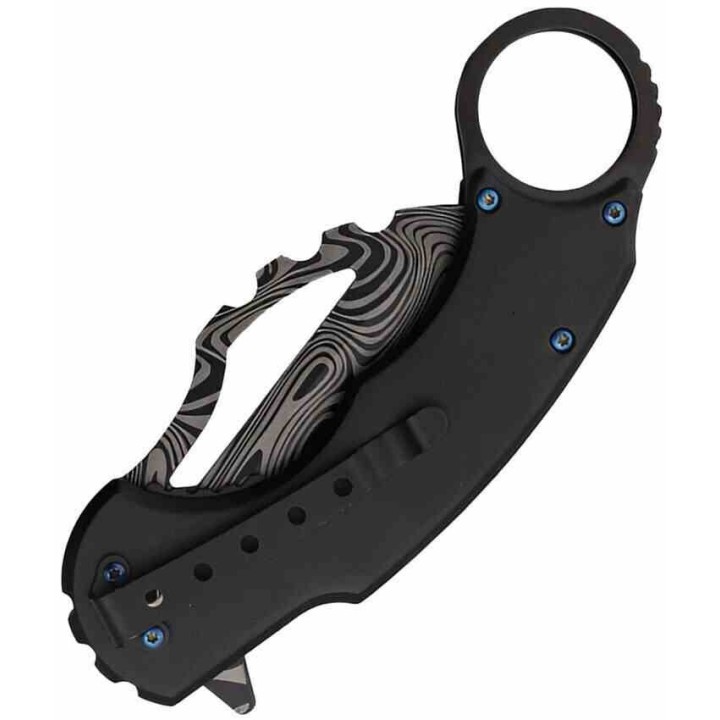 Couteau S-TEC Karambit Blue Lame Acier Inoxydable Manche Aluminium Linerlock Clip STT27208BL - Livraison Gratuite
