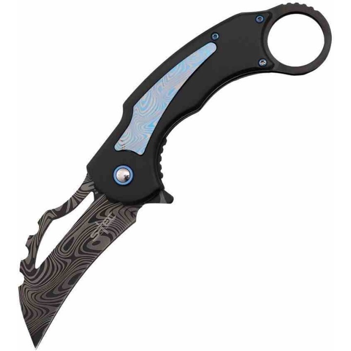 Couteau S-TEC Karambit Blue Lame Acier Inoxydable Manche Aluminium Linerlock Clip STT27208BL - Livraison Gratuite