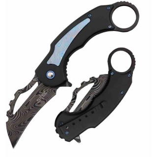 Couteau S-TEC Karambit Blue Lame Acier Inoxydable Manche Aluminium Linerlock Clip STT27208BL - Livraison Gratuite