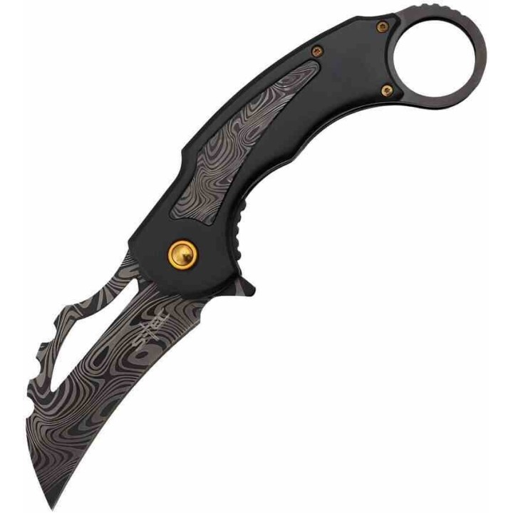 Couteau S-TEC Karambit Black Lame Acier Inoxydable Manche Aluminium Linerlock Clip STTS201BK - Livraison Gratuite