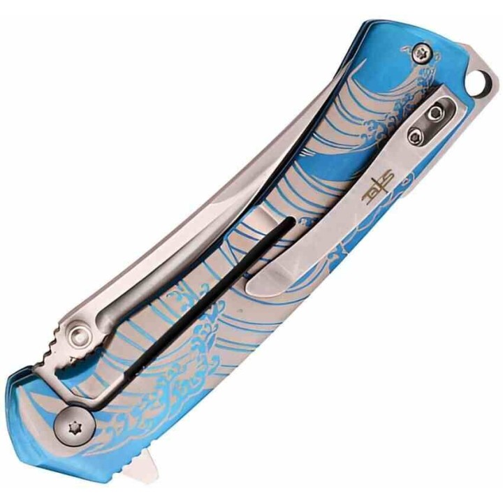 Couteau S-TEC Framelock A/O Blue Lame Acier Inoxydable Manche Acier Framelock Clip STT27207BL - Livraison Gratuite